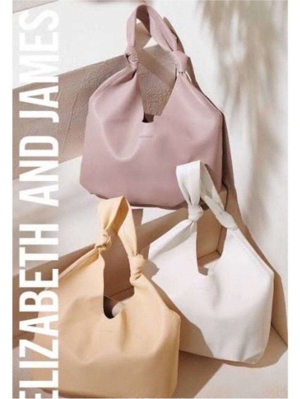 Elizabeth and James Soft Vegan leather Knot-Handle Hobo butter yellow minimalist
